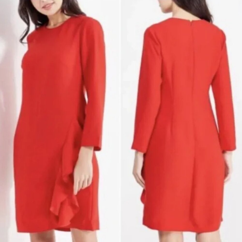 Banana Republic Red Shift Dress with Ruffle